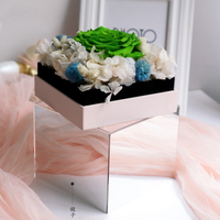 New Transparent Acrylic Square Mirror Flower Bouquet Gift Packaging Box Valentine's Day Christmas Wholesale
