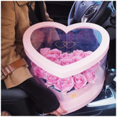 New Panoramic Transparent PVC Heart Shaped Holding Bucket Flower Gift Packaging Box Wholesale