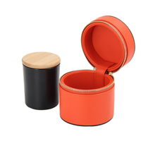New Arrival Custom Round Pu Leather Candle Jar Packaging Box Luxury Gift Box for Candles with Gold Logo And Foam Inserts