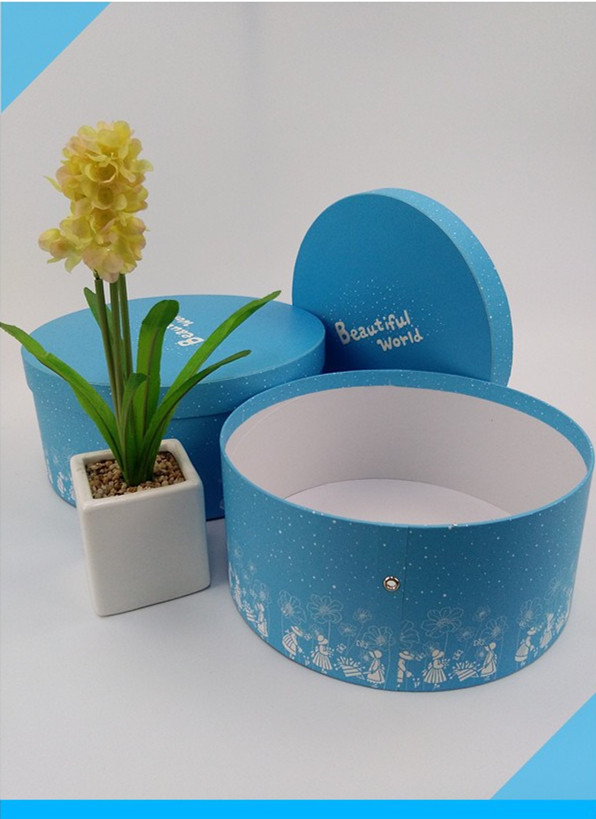 2017 blue color flower box round flower box hat cardboard gift packaging box china supplier in EECA
