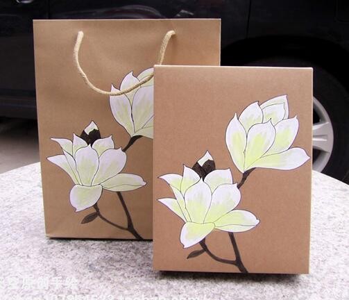 New printed Brown leather gift box matte glossy brown kraft paper gift packaging box