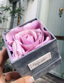 Small luxury square suede flower box velvet flower gift box supplier in EECA