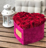 Wholesale custom rosy suede heart-shape flower box velvet packaging flowers in EECA