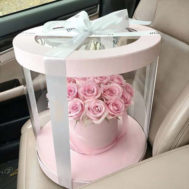 Wholesale Large Clear Plastic Preserved Bouquet Round Gift Paper Cardboard Packaging Luxury Flower Box