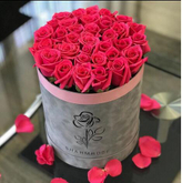 Custom luxury velvet flannelette round flower packaging gift box,suede flower box for roses