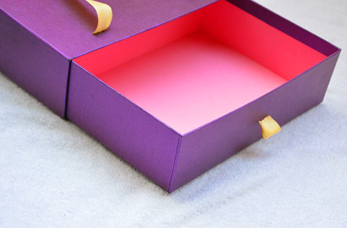 2017 Purple paper drawer gift box/sliding drawer box/storage handcraft box made in EECA packaging China