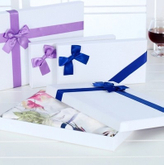 Hot sale rectangular gift box white handmade gift box clothing packaging box with ribbon made in china