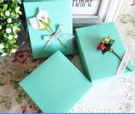 Blue Color Square Gift Box Custom Printed Made Cardboard Jewelry Box with Ribbon/perfume Paper Boxes