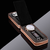Custom 2 plaid brown leather watch box specially designed watch display clock case new gift box watch in EECA