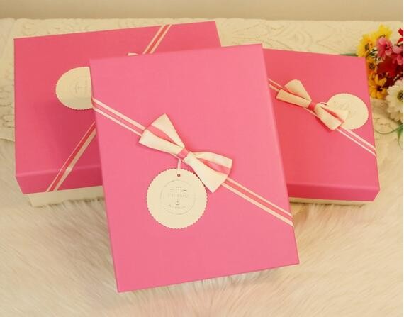 Bowknot Paper box packaging box for cosmetic beauty carton packaging box with ribbon handmade box