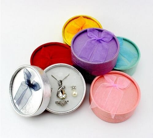 Ribbon round cylinder hat gift colorful paper box for jewelry and earring/round boxes in EECA