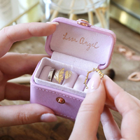 Luxury Design Custom Velvet Travel Jewelry Engagement Leather Ring Box Personalised Mini Travel Ring Box with Logo