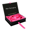 Custom Logo Premium Pink Cardboard Paper Wig Hair Extension Magnetic Gift Packaging Box With Ribbon Closure Satin Insert