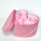 Luxury Custom Gold Logo Heart Shape Velvet Rose Flower Bouquet Gift Packaging Box for Valentine's Day with Handle