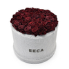 Luxury round velvet roses flower bouquet gift packaging boxes custom logo soap flower delivery box for wedding wholesale