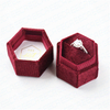 Luxury hexagon shape double slots velvet wedding ring display box