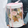 Custom Luxury Transparent Clear PVC Rose Gift Box Round Paper Flower Display Packaging Box with Logo Hand Holding