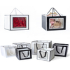Custom Square Paper Flower Bouquet Gift Packaging Carrier Bag Box Gift Handbag With Window 