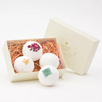 Custom Luxury Kraft Paper Lid And Base 3 Pack Small Soap Cbd Bath Bomb Packaging Storage Box Organic Bath Bomb Gift Box