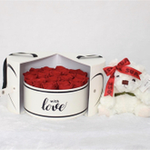 Custom Round Paper Double Open Flower Gift Box LOVE Valentine's Day Immortal Flower Magic Castle Surprise Gift Packaging Box