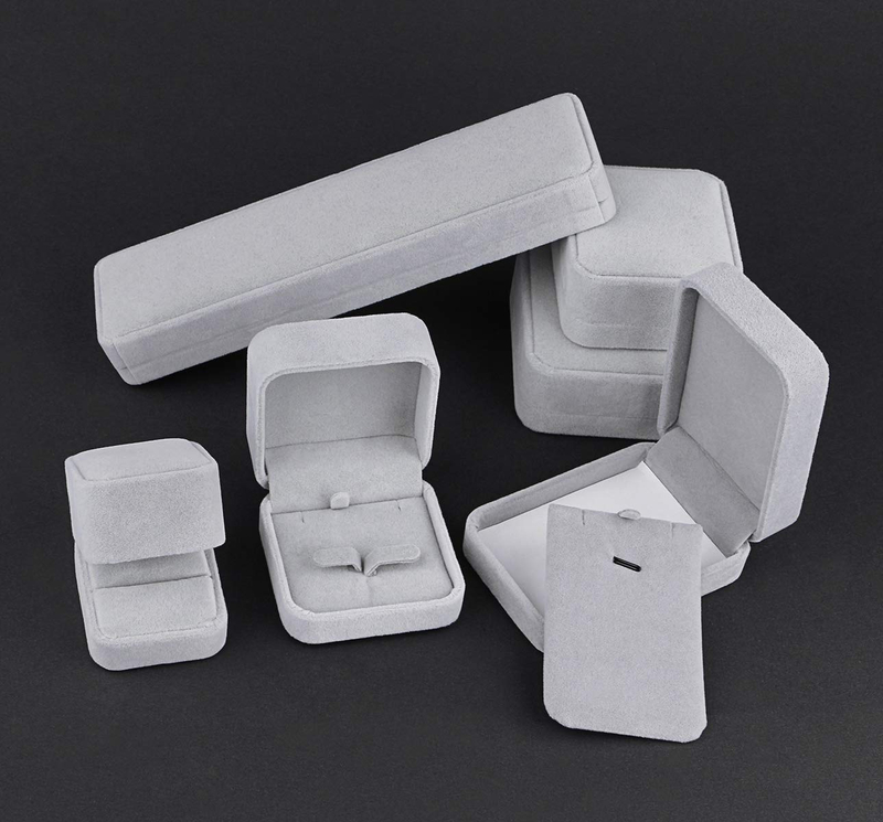 Custom Gray Velvet Jewelry Box Set, Jewelry 6 Pieces Jewelry Gift Box