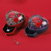 Popular Transparent Acrylic Lid Heart Christmas Eternal Rose Flower Ring Necklace Wedding Jewelry Packaging Box