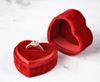 High End Logo Color Printing Vintage Heart Shape Suede Ring Jewelry Gift Box Packing Velvet Ring Earings Necklace Display Box