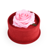 Suede Cylinder Flower Box with Gold Plated Metal Rose Decoration Handle Grip