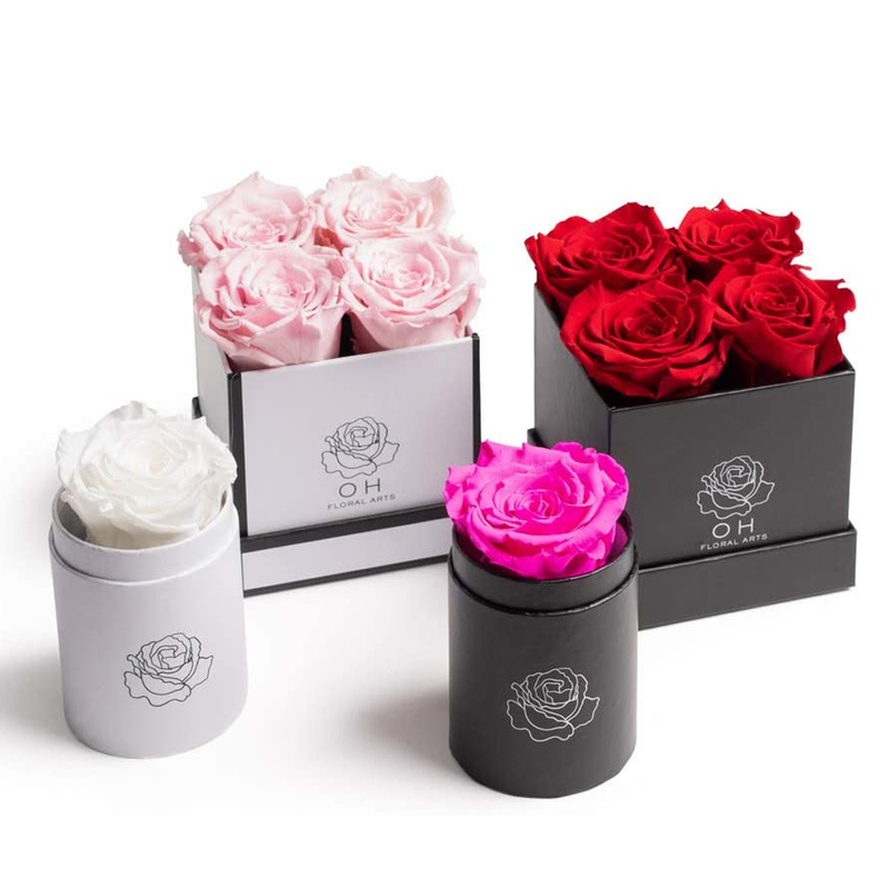 Custom Cardboard Paper Cylinder Rose Flower Bouquet Gift Box Square