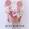 High Grade Creative Mickey Mouse Round Velvet Portable Flower Bouquet Gift Packaging Box with Handle
